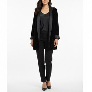 Patra Womens Black Velvet Satin Long Lined Jacket